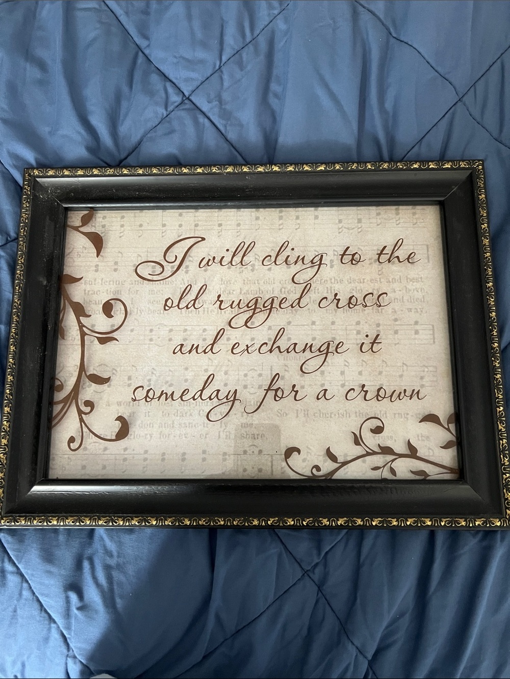 Framed Inspirational Wall Art - Black Frame with Brown Script